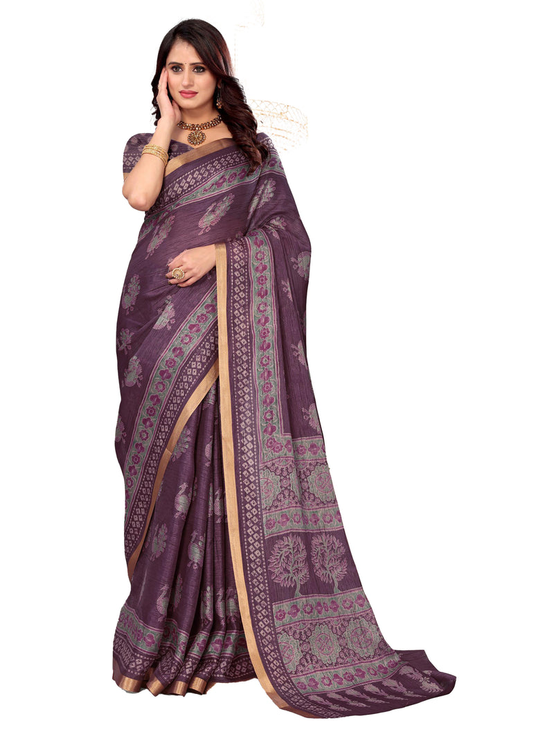 Grey  saree Chanderi Silk| BUY 1 GET 1 FREE