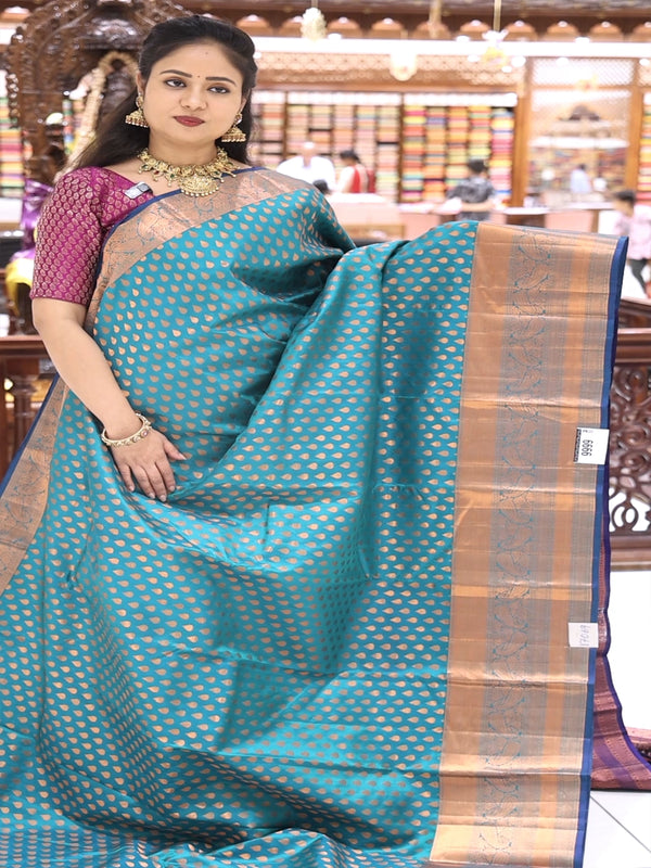 CSM-17069 | Turquoise Blue Kanchi Pattu Saree