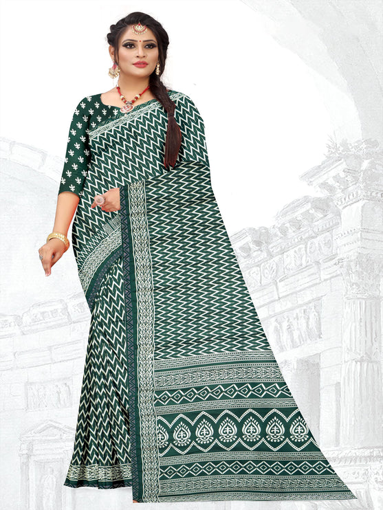 Bottle Green Chiffon Saree