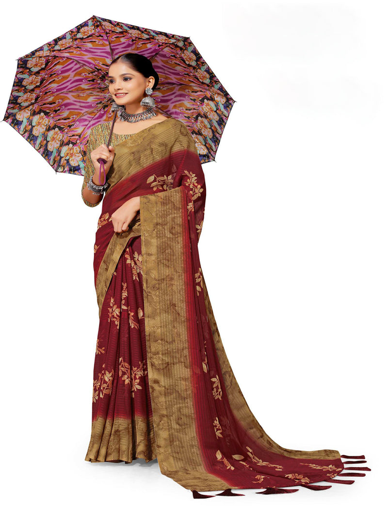 Purple Chiffon Saree | BUY 1 GET 1 FREE