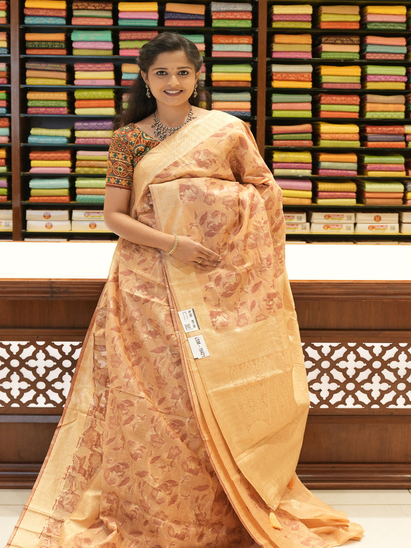 CSM-19421 | Peach Jute Silk Saree