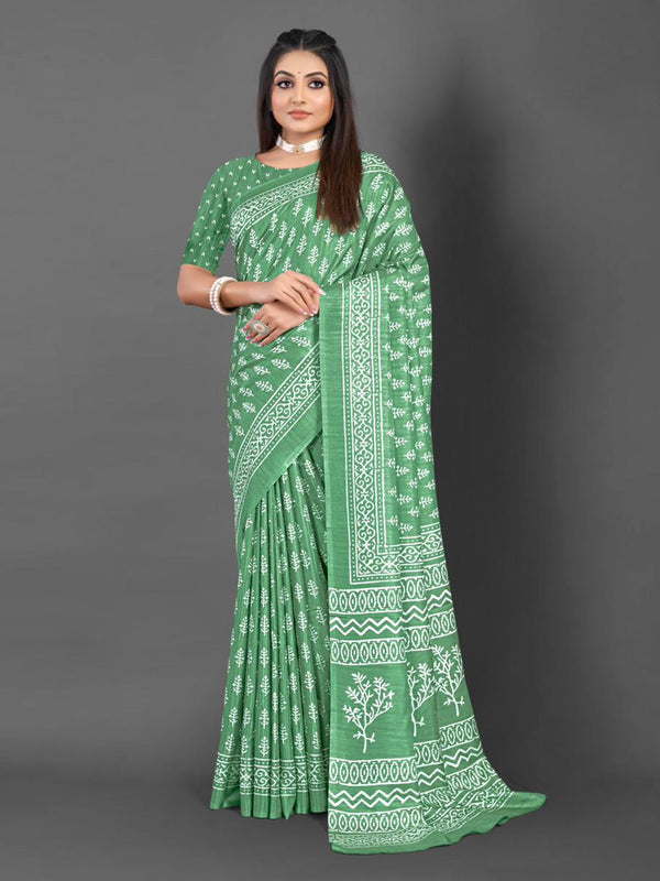 Sage Green Dola Crepe Saree  | BUY 1 GET 1 FREE