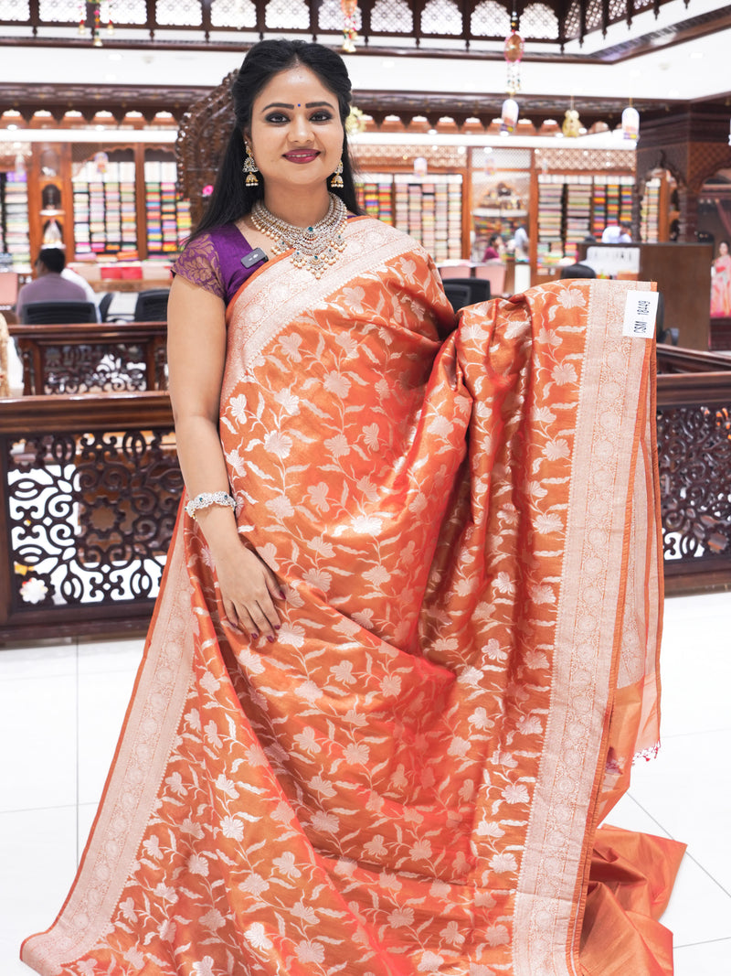 CSM-18449 | Rust Banaras Tissue Saree