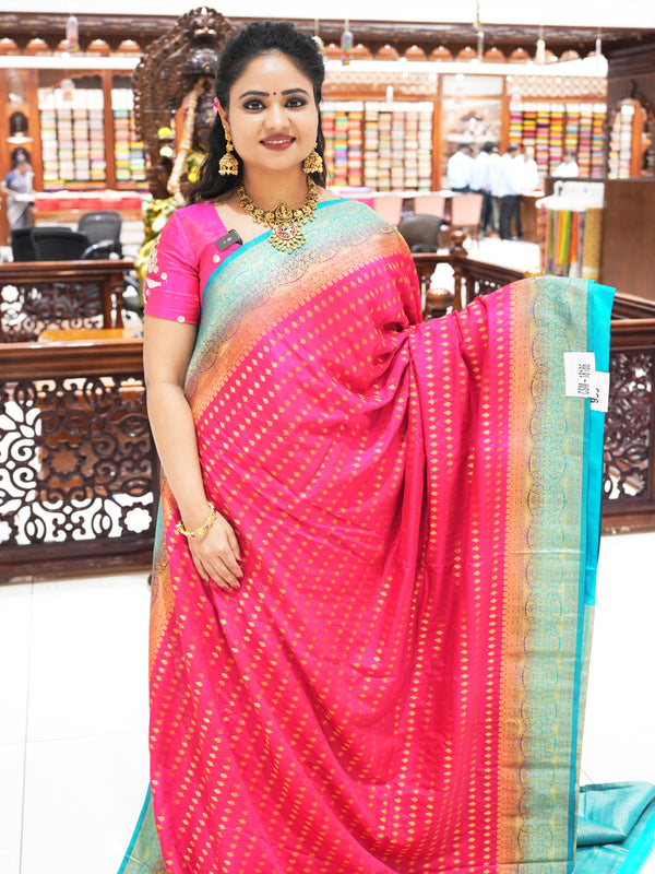 CSM-18186 | Pink & Green Light Weight Soft Silk Saree