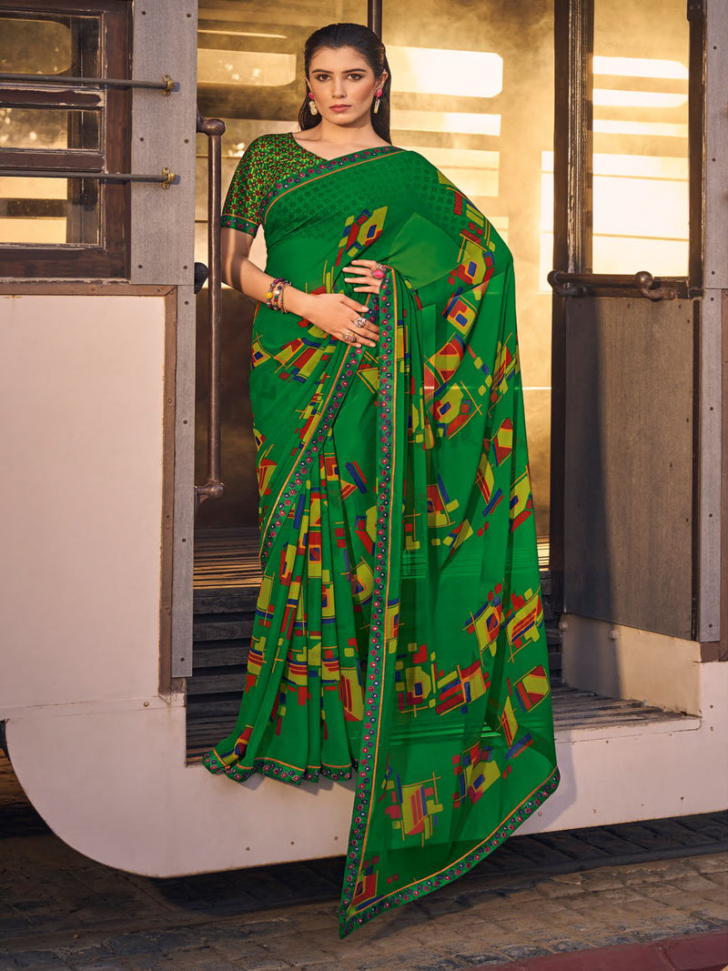 Green Georgette saree | BUY 1 GET 1 FREE