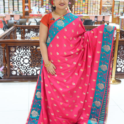 CSM-18736 | Magenta & Green Soft Silk  Saree