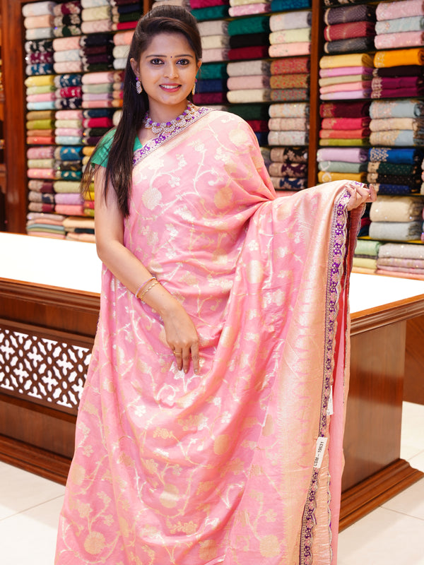 CSM-19631 | Pink Viscose Georgette Saree