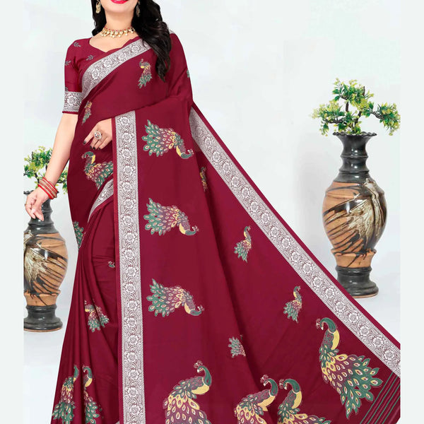 Maroon And Pink Ombre Pattren Digital Print Sequins Georgette Saree Wi –  Fabcurate