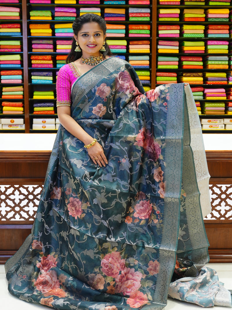 CSM-19493 | Green Kaddi Silk Saree