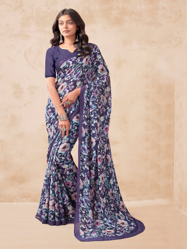 Violet Georgette saree