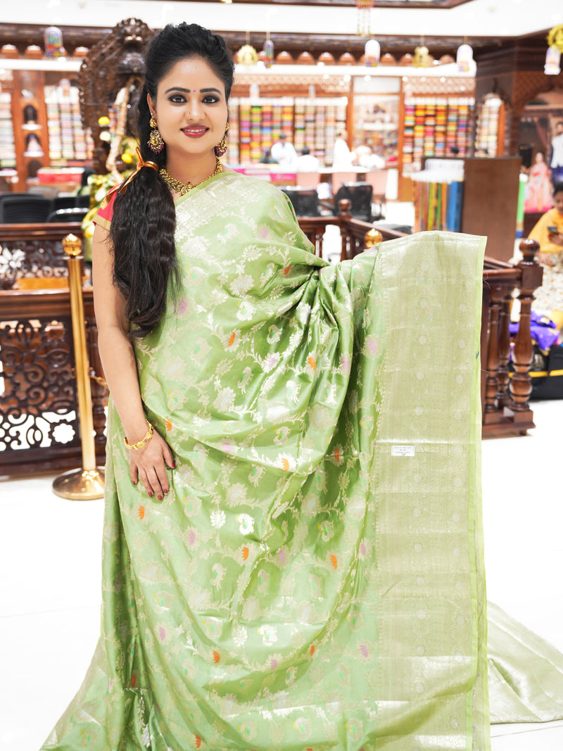 CSM-18115 | Light Green Chiniya Light Weight Saree