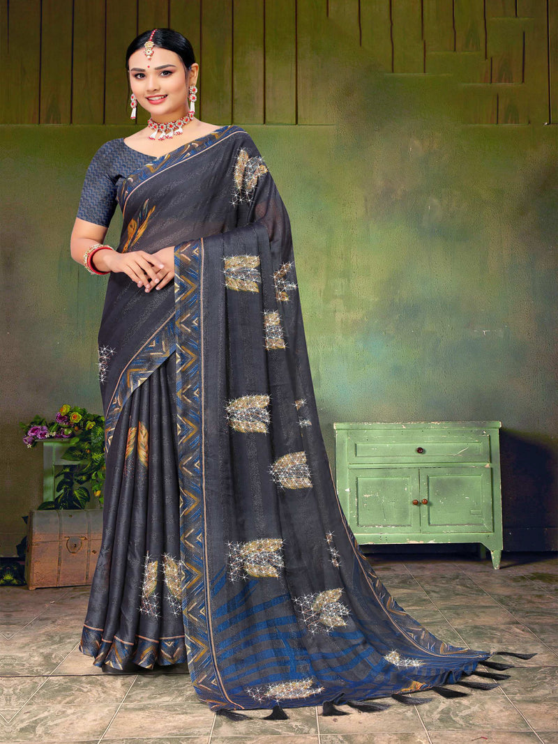 Grey Chiffon Saree