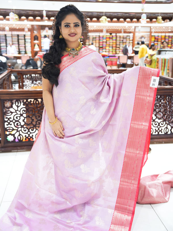 CSM-18369 | Lavender & Red Banaras Kota Saree