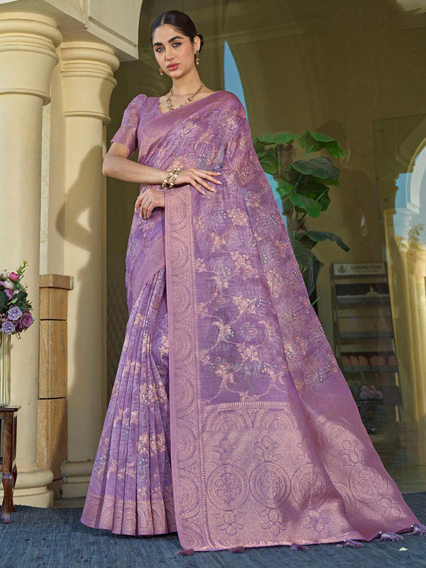 Purple Chanderi Silk Saree