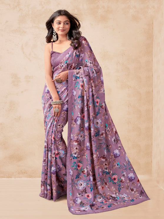 Violet Georgette saree