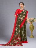 Bottle Green Georgette saree | BUY 1 GET 1 FREE