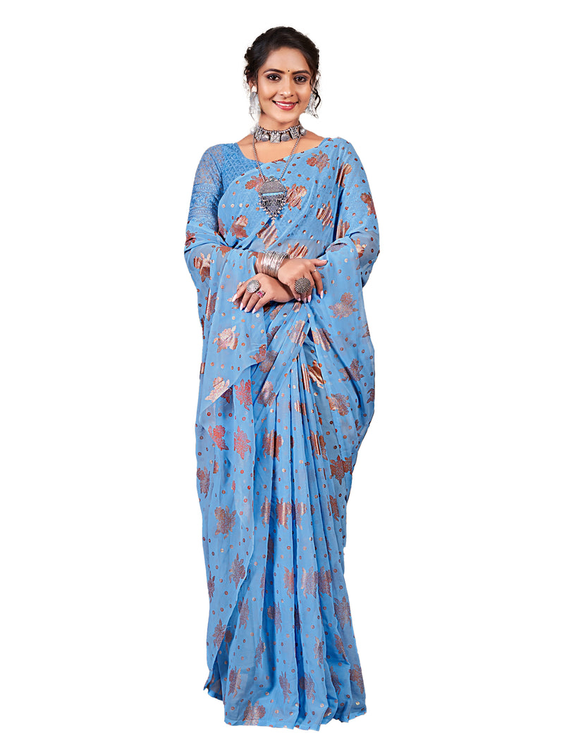 Sky Blue saree Georgette | BUY 1 GET 1 FREE