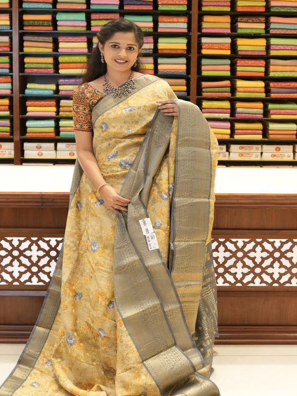 CSM-19424 | Tan Printed Silk Saree