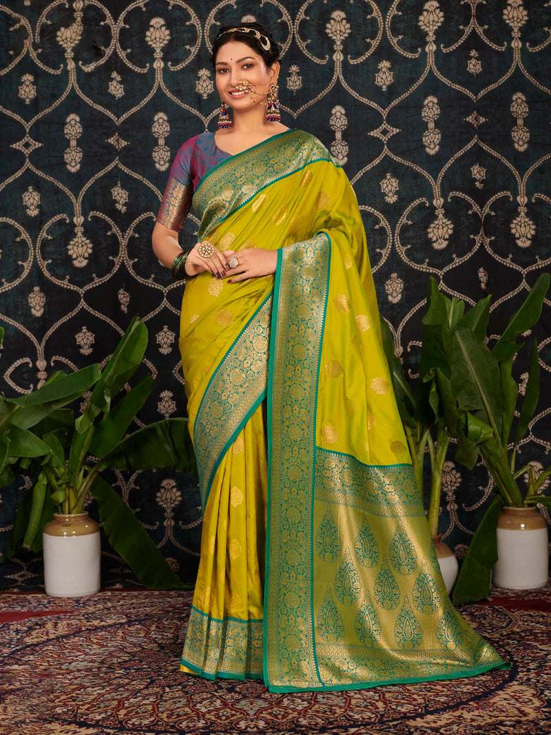 Rani Pink & Rama Green Soft Silk Saree