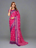 Violet & Red Jute Silk saree