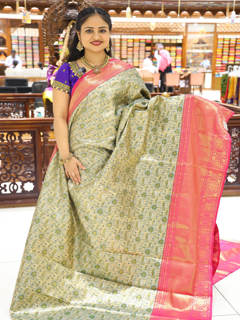 CSM-17092 | Light Green & Pink Kanchi Pattu Saree