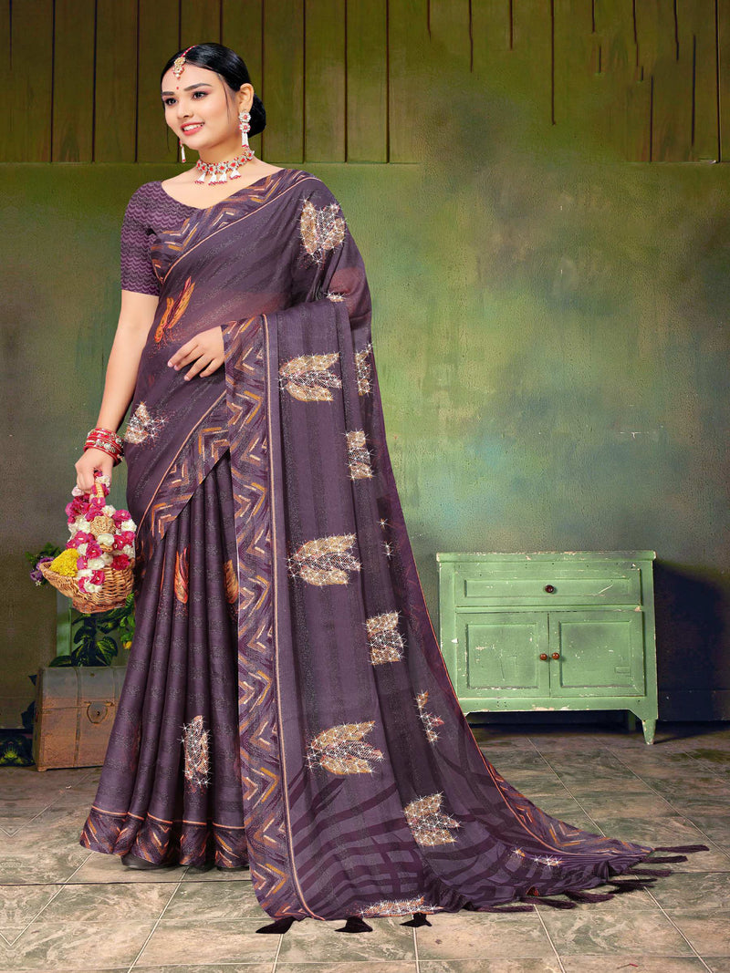 Grey Chiffon Saree