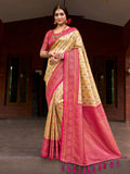 Cream Banaras Tissue Saree