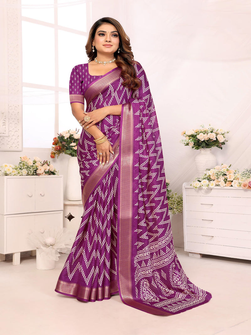 Violet Raw Silk Saree | BUY 1 GET 1 FREE