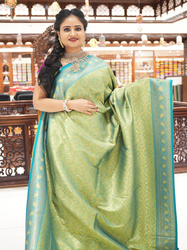 CSM-17803 | Light Green & Green Banaras Silk  Saree