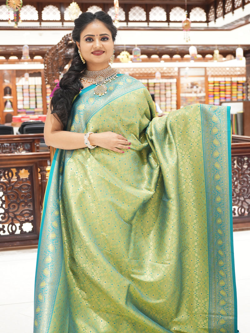 CSM-17803 | Light Green & Green Banaras Silk  Saree