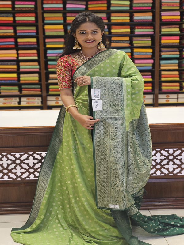 CSM-19156 | Green & Bottle Green Semi Kathan Silk  Saree