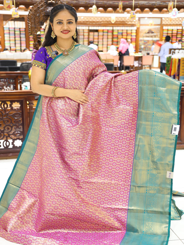 CSM-17090 | Baby Pink & Blue Kanchi Pattu Saree