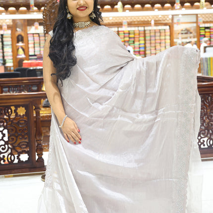 CSM-18221 | Grey Glass Tissue Saree