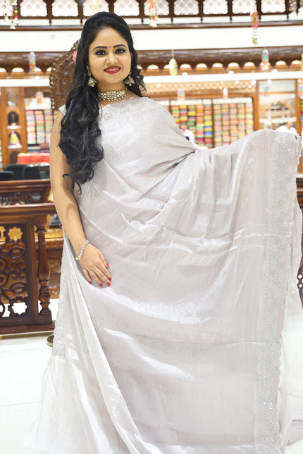 CSM-18221 | Grey Glass Tissue Saree