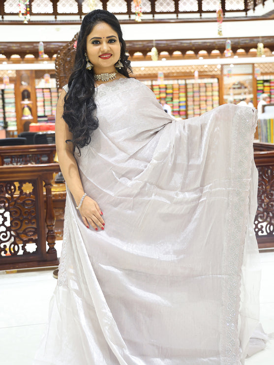 CSM-18221 | Grey Glass Tissue Saree