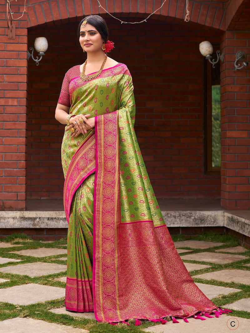 Cream Banaras Tissue Saree