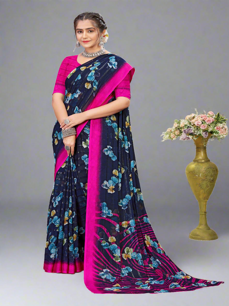 Bottle Green Georgette saree | BUY 1 GET 1 FREE