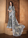 Light Lavender Satin Silk Saree