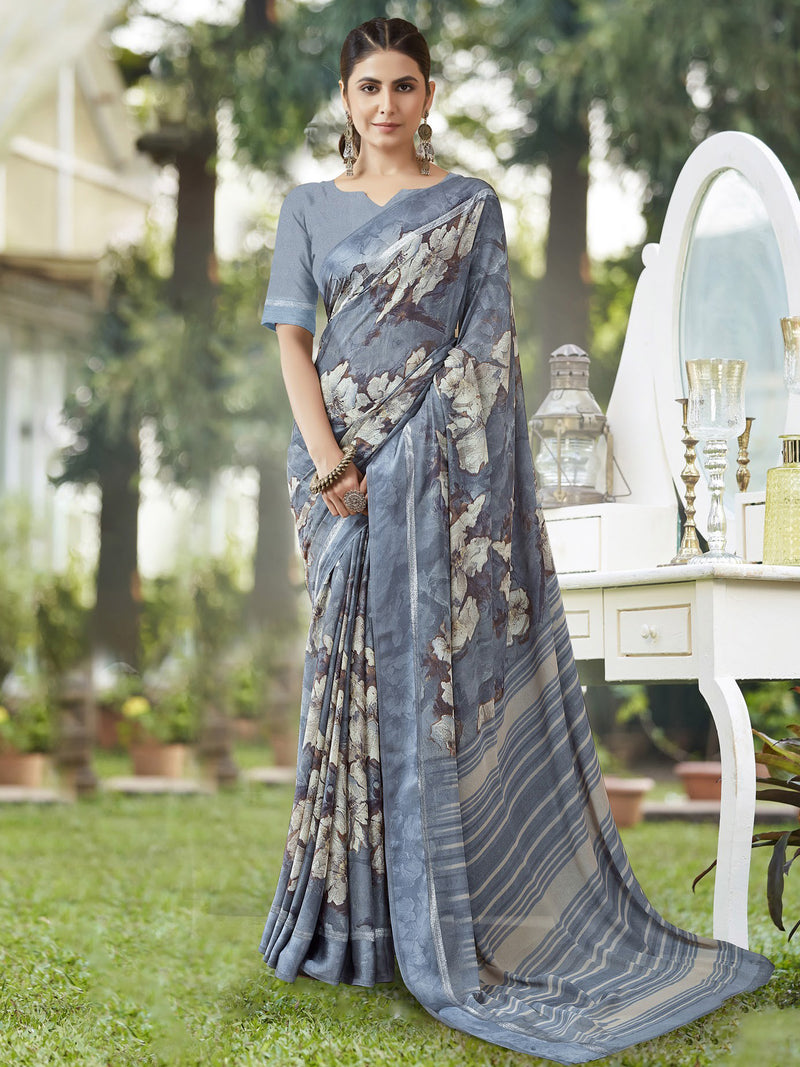 Sage Green Georgette saree