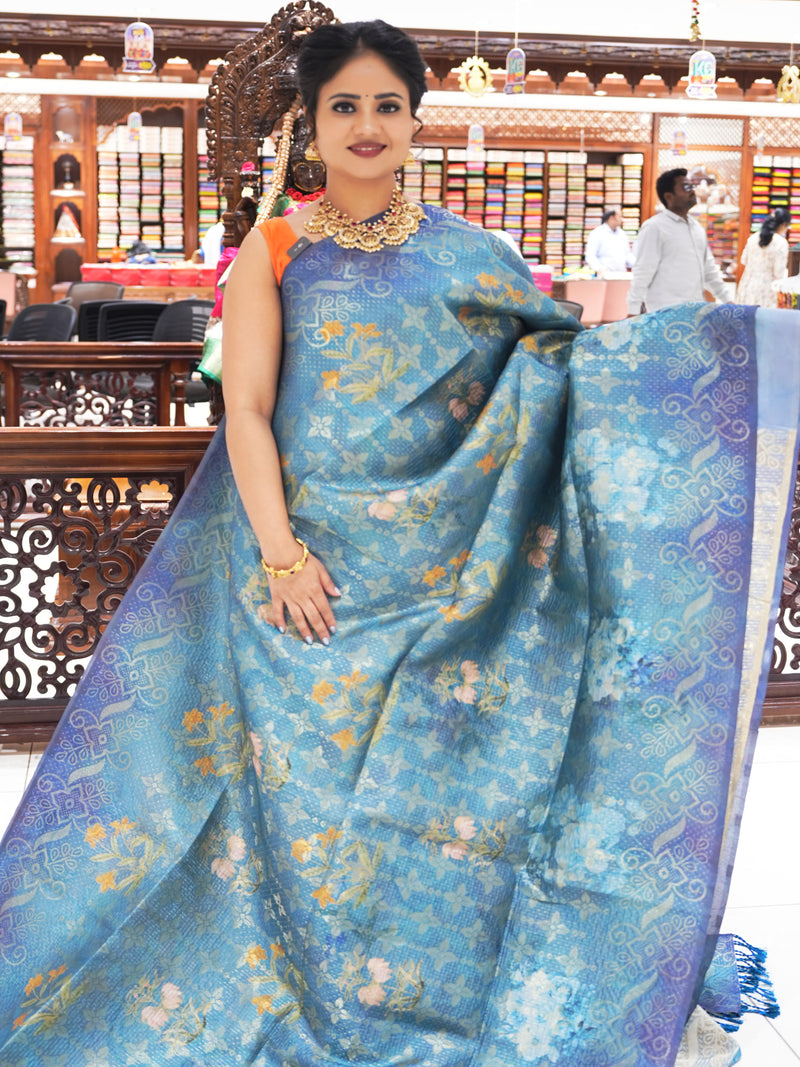 CSM-18037 | Sea Blue Banaras Silk Saree