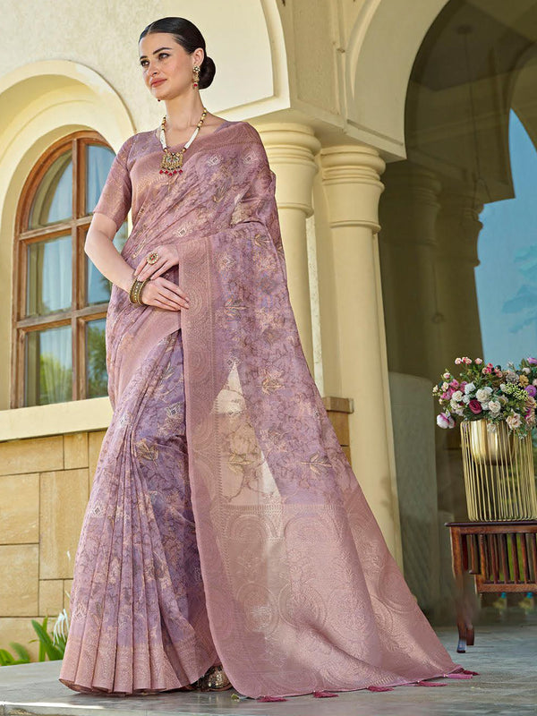 Light Onion Pink Chanderi Silk Saree