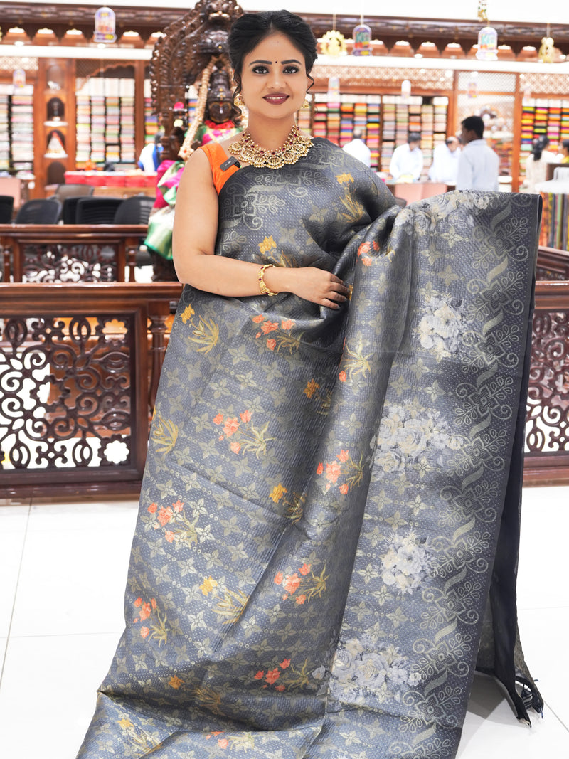 CSM-18038 | Grey Saree Banaras Silk Saree