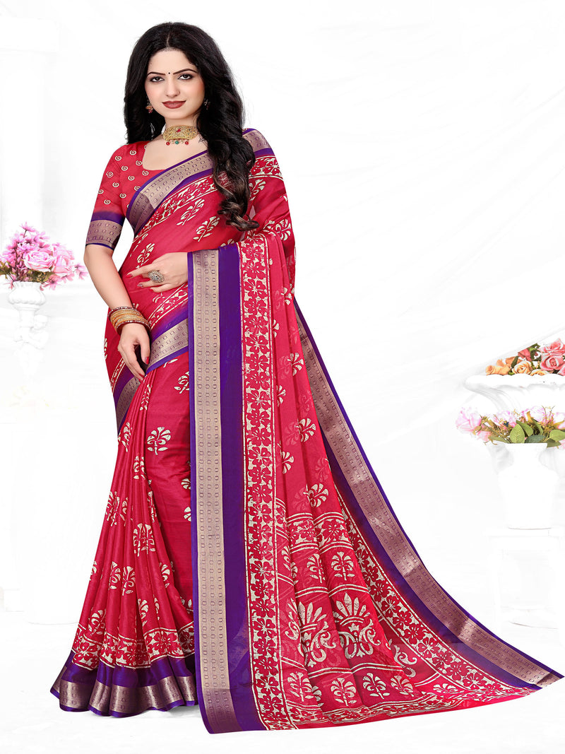 Grey & Rani Pink Georgette Saree