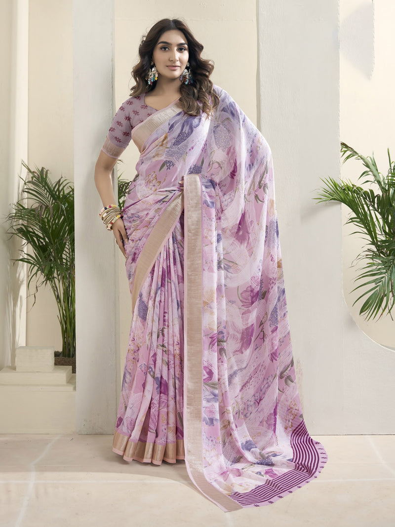 Light Pink Georgette saree