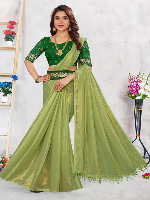 Lime Green Chiffon saree