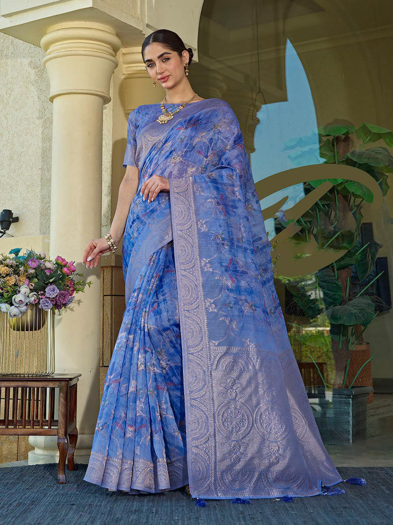 Lavender Chanderi Silk Saree