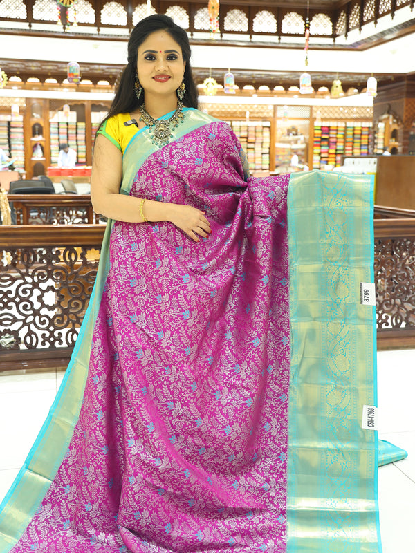 CSM-17968 | Purple & Rama Green Kanchi Vastrakala Pattu Saree