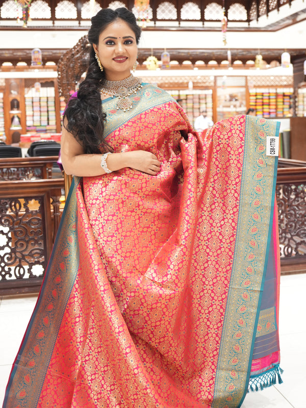 CSM-17799 | Red & Green Banaras Silk Saree