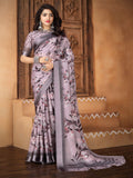 Light Lavender Satin Silk Saree