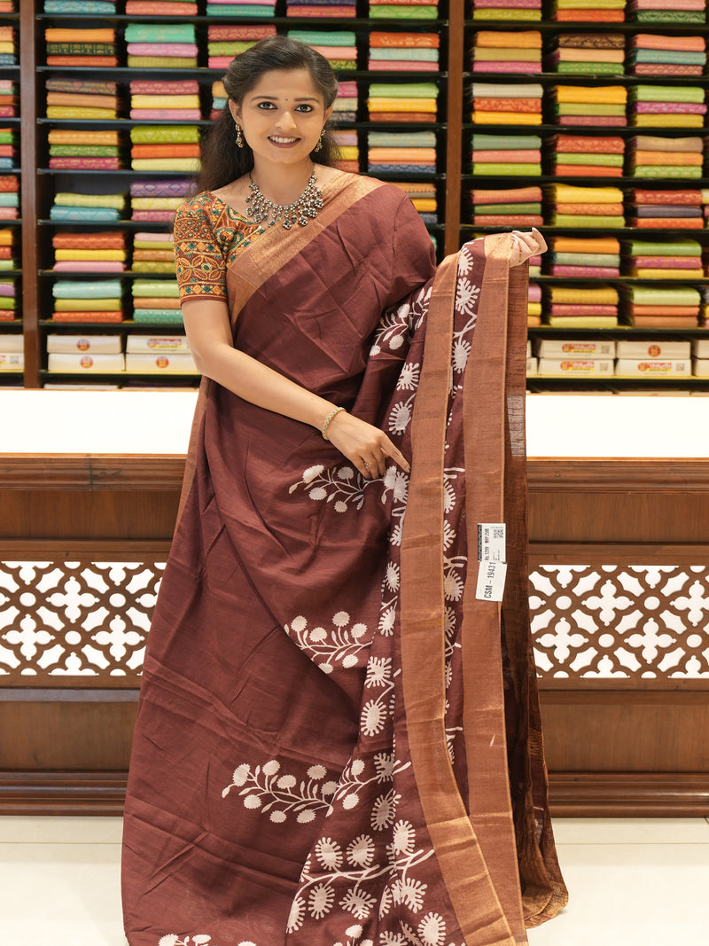 CSM-19431 |Wine Linen Saree